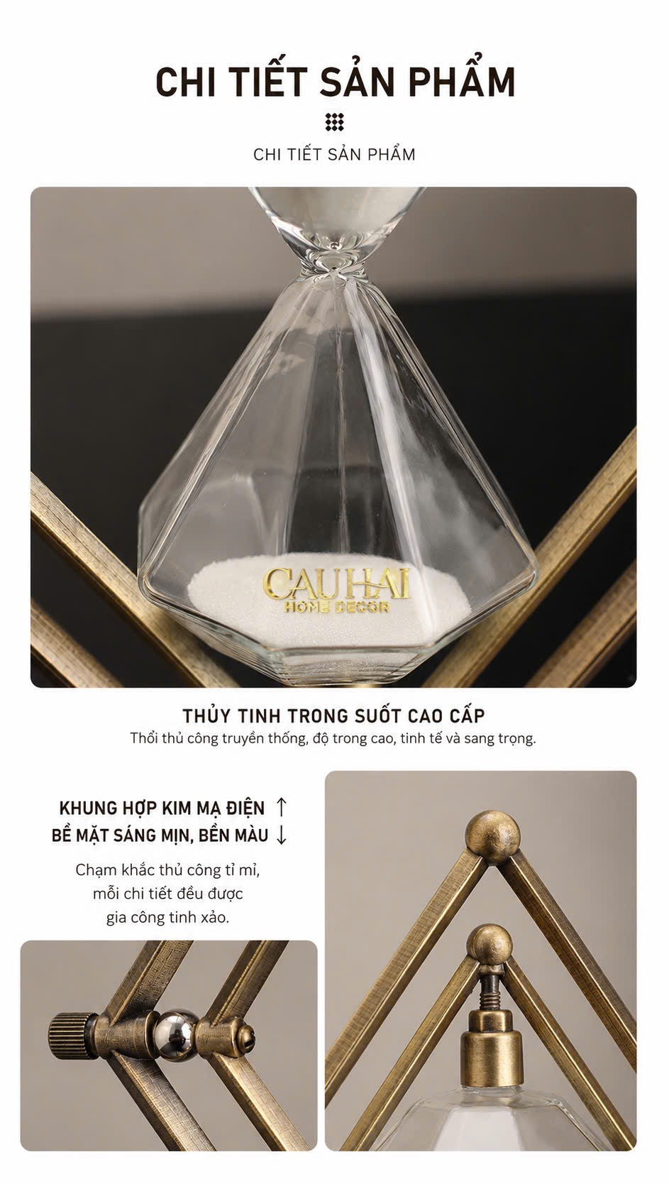 Đồng Hồ Cát Temps Diamant Gildded Mordern 30*20*10-Đồng hồ Cát-CẬU HAI HOME DECOR-CẬU HAI HOME DECOR