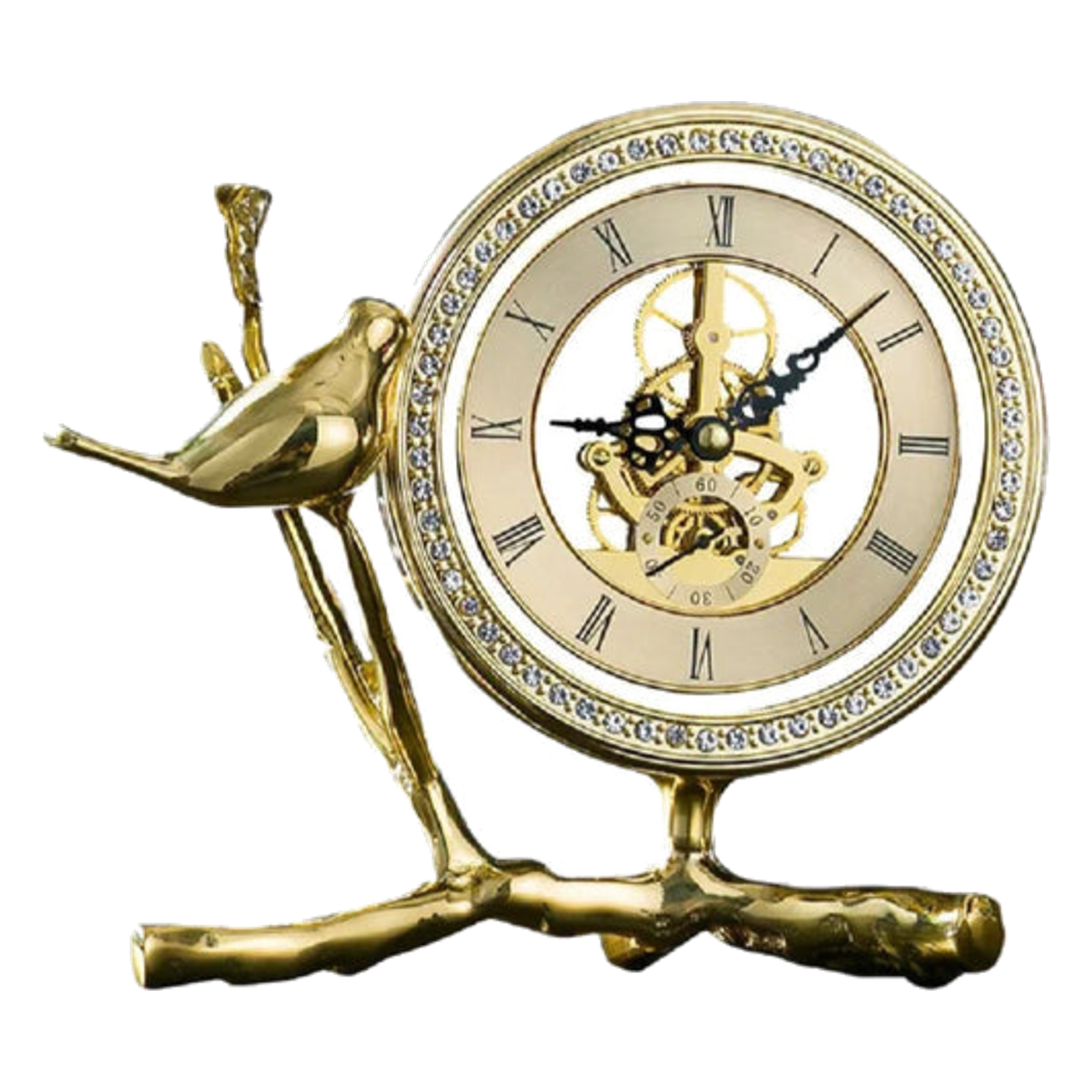 Đồng hồ để bàn bằng đồng Golden Empire Emperor Bird Of The Paradise Castle - Cậu Hai Home Decor
