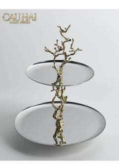 Elysian Couture - Đĩa 2 Tầng Platinum Elysian Branch Étagère 28x35-Đĩa Trái Cây-CẬU HAI HOME DECOR