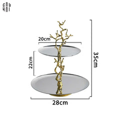 Elysian Couture - Đĩa 2 Tầng Platinum Elysian Branch Étagère 28x35-Đĩa Trái Cây-CẬU HAI HOME DECOR