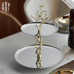 Elysian Couture - Đĩa 2 Tầng Platinum Elysian Branch Étagère 28x35-Đĩa Trái Cây-CẬU HAI HOME DECOR