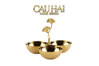 Elysian Couture - Đĩa Trái Cây 3 Ngăn Triptyque Golden Branch Ginkgo Trois Éclat-Đĩa Trái Cây-CẬU HAI HOME DECOR
