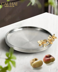 Elysian Couture - Đĩa Trái Cây Métallique Mistletoe Platinum D25-CẬU HAI HOME DECOR