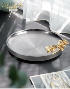 Elysian Couture - Đĩa Trái Cây Métallique Mistletoe Platinum D25-CẬU HAI HOME DECOR