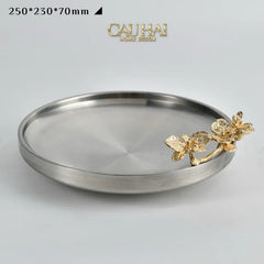 Elysian Couture - Đĩa Trái Cây Métallique Mistletoe Platinum D25-CẬU HAI HOME DECOR