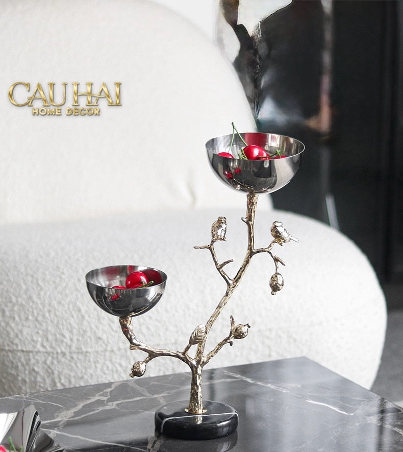 Elysian Couture - Đĩa Trái Cây Platinum Branche Céleste Botanique-LY THỦY TINH-CẬU HAI HOME DECOR