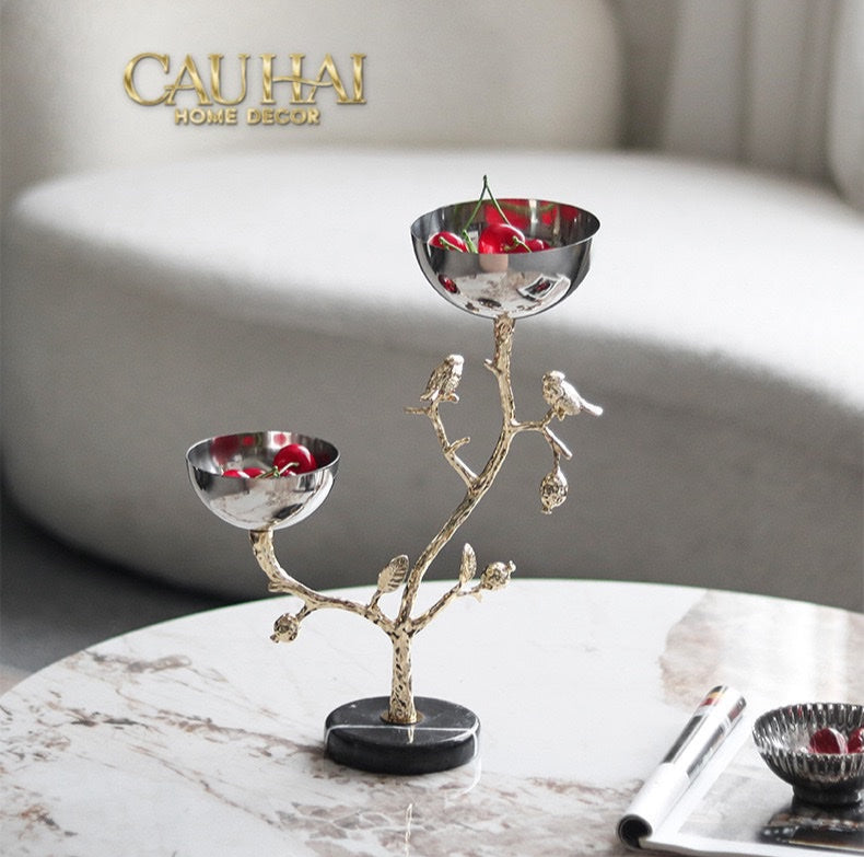 Elysian Couture - Đĩa Trái Cây Platinum Branche Céleste Botanique-LY THỦY TINH-CẬU HAI HOME DECOR
