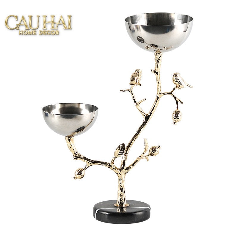 Elysian Couture - Đĩa Trái Cây Platinum Branche Céleste Botanique-LY THỦY TINH-CẬU HAI HOME DECOR