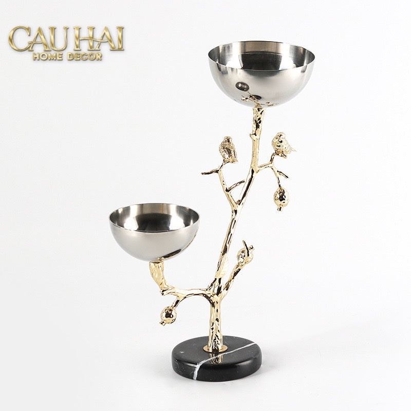 Elysian Couture - Đĩa Trái Cây Platinum Branche Céleste Botanique-LY THỦY TINH-CẬU HAI HOME DECOR
