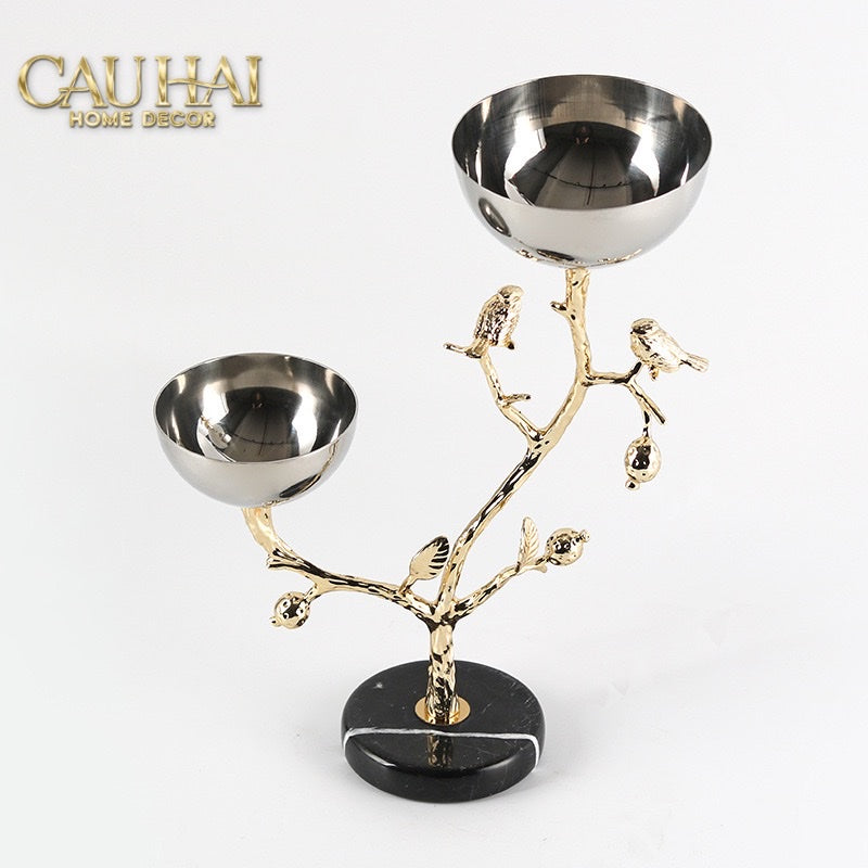 Elysian Couture - Đĩa Trái Cây Platinum Branche Céleste Botanique-LY THỦY TINH-CẬU HAI HOME DECOR