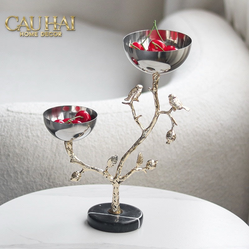 Elysian Couture - Đĩa Trái Cây Platinum Branche Céleste Botanique-LY THỦY TINH-CẬU HAI HOME DECOR
