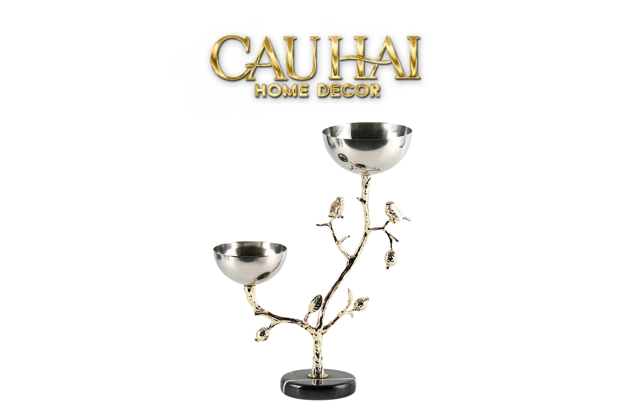 Elysian Couture - Đĩa Trái Cây Platinum Branche Céleste Botanique-LY THỦY TINH-CẬU HAI HOME DECOR