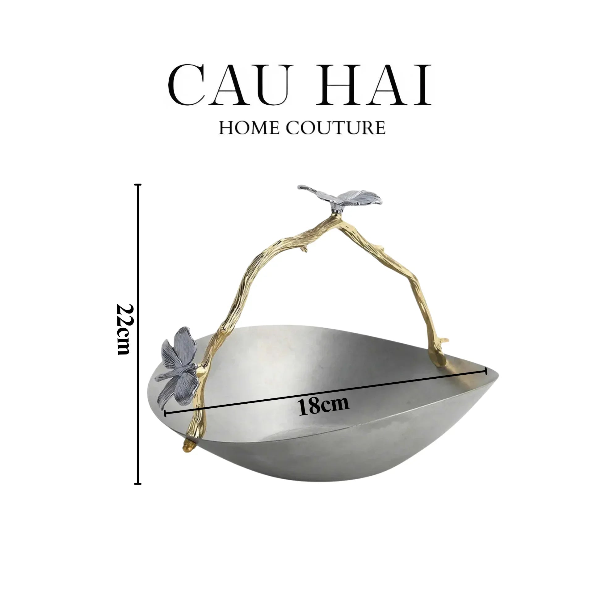 Elysian Couture - Đĩa Trái Cây Platinum Impérial Pavillon Centerpiece 18x22-LY THỦY TINH-CẬU HAI HOME DECOR