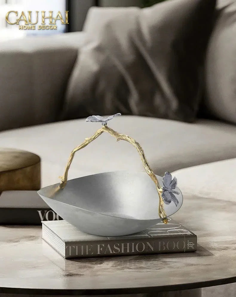 Elysian Couture - Đĩa Trái Cây Platinum Impérial Pavillon Centerpiece 18x22-LY THỦY TINH-CẬU HAI HOME DECOR