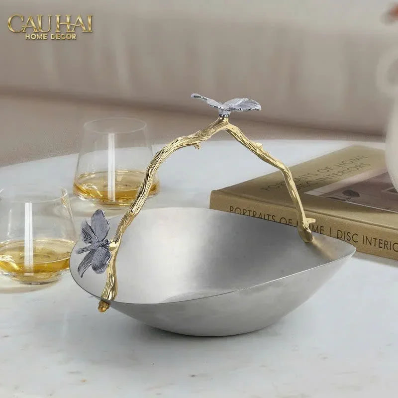 Elysian Couture - Đĩa Trái Cây Platinum Impérial Pavillon Centerpiece 18x22-LY THỦY TINH-CẬU HAI HOME DECOR