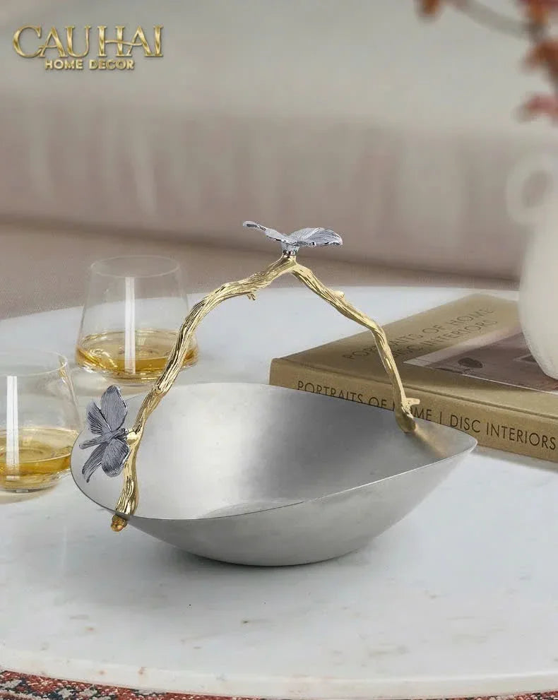 Elysian Couture - Đĩa Trái Cây Platinum Impérial Pavillon Centerpiece 18x22-LY THỦY TINH-CẬU HAI HOME DECOR