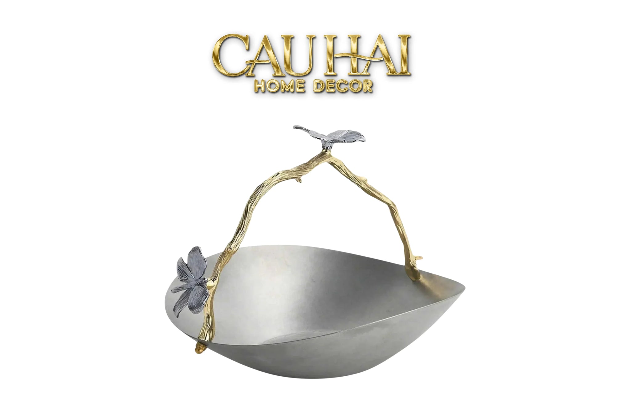 Elysian Couture - Đĩa Trái Cây Platinum Impérial Pavillon Centerpiece 18x22-LY THỦY TINH-CẬU HAI HOME DECOR