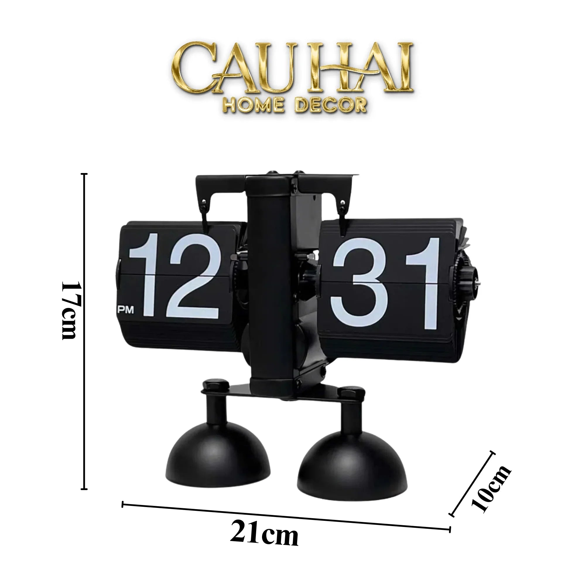 Elysian Couture - Đồng Hồ Lật Retro Bản 2 Chân Đen Flip Clock Savoire Twin-Base 17x21-ĐỒNG HỒ-CẬU HAI HOME DECOR