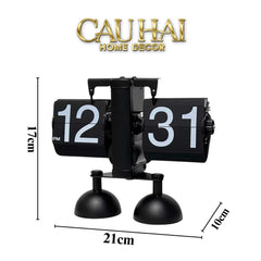 Elysian Couture - Đồng Hồ Lật Retro Bản 2 Chân Đen Flip Clock Savoire Twin-Base 17x21-ĐỒNG HỒ-CẬU HAI HOME DECOR