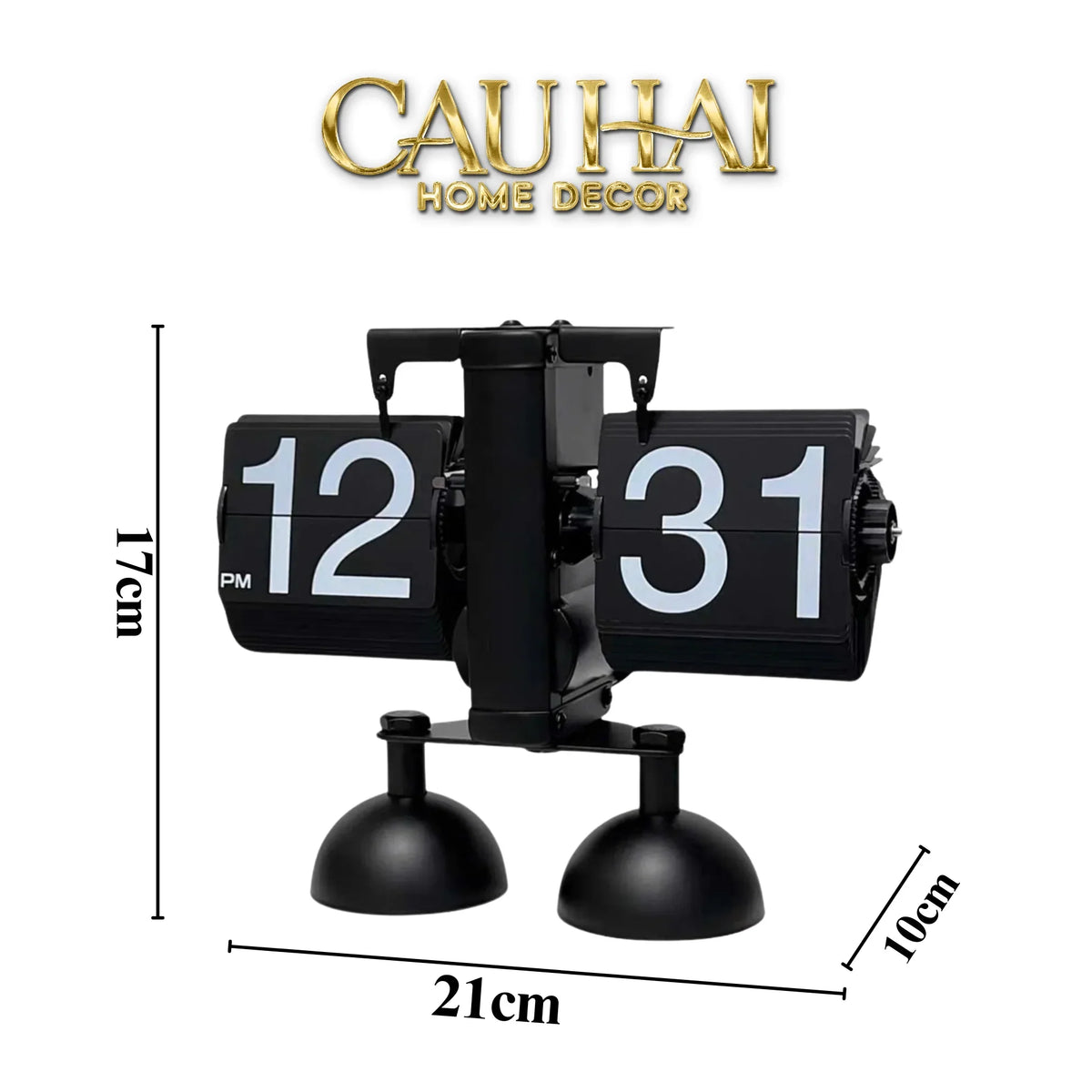 Elysian Couture - Đồng Hồ Lật Retro Bản 2 Chân Đen Flip Clock Savoire Twin-Base 17x21-ĐỒNG HỒ-Đối tác tại Trung Quốc theo từng đơn đặt hàng-CẬU HAI HOME DECOR
