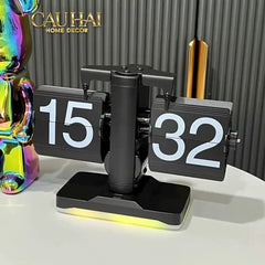 Elysian Couture - Đồng Hồ Lật Retro Flip Light Clock Shine Grey 15x21-ĐỒNG HỒ-CẬU HAI HOME DECOR
