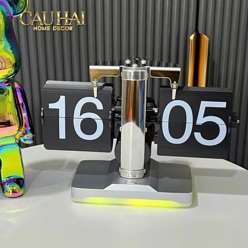 Elysian Couture - Đồng Hồ Lật Retro Flip Light Clock Shine Grey 15x21-ĐỒNG HỒ-CẬU HAI HOME DECOR