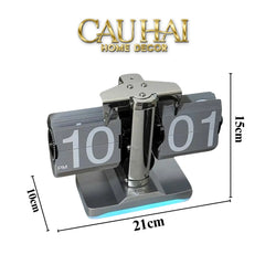 Elysian Couture - Đồng Hồ Lật Retro Flip Light Clock Shine Grey 15x21-ĐỒNG HỒ-CẬU HAI HOME DECOR