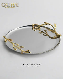 Elysian Couture - Khay Tròn Đĩa Trái Cây Platinum Branche D’Olivier Ronde D28-KHAY TRANG TRÍ-CẬU HAI HOME DECOR