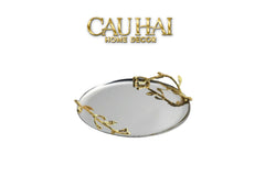 Elysian Couture - Khay Tròn Đĩa Trái Cây Platinum Branche D’Olivier Ronde D28-KHAY TRANG TRÍ-CẬU HAI HOME DECOR