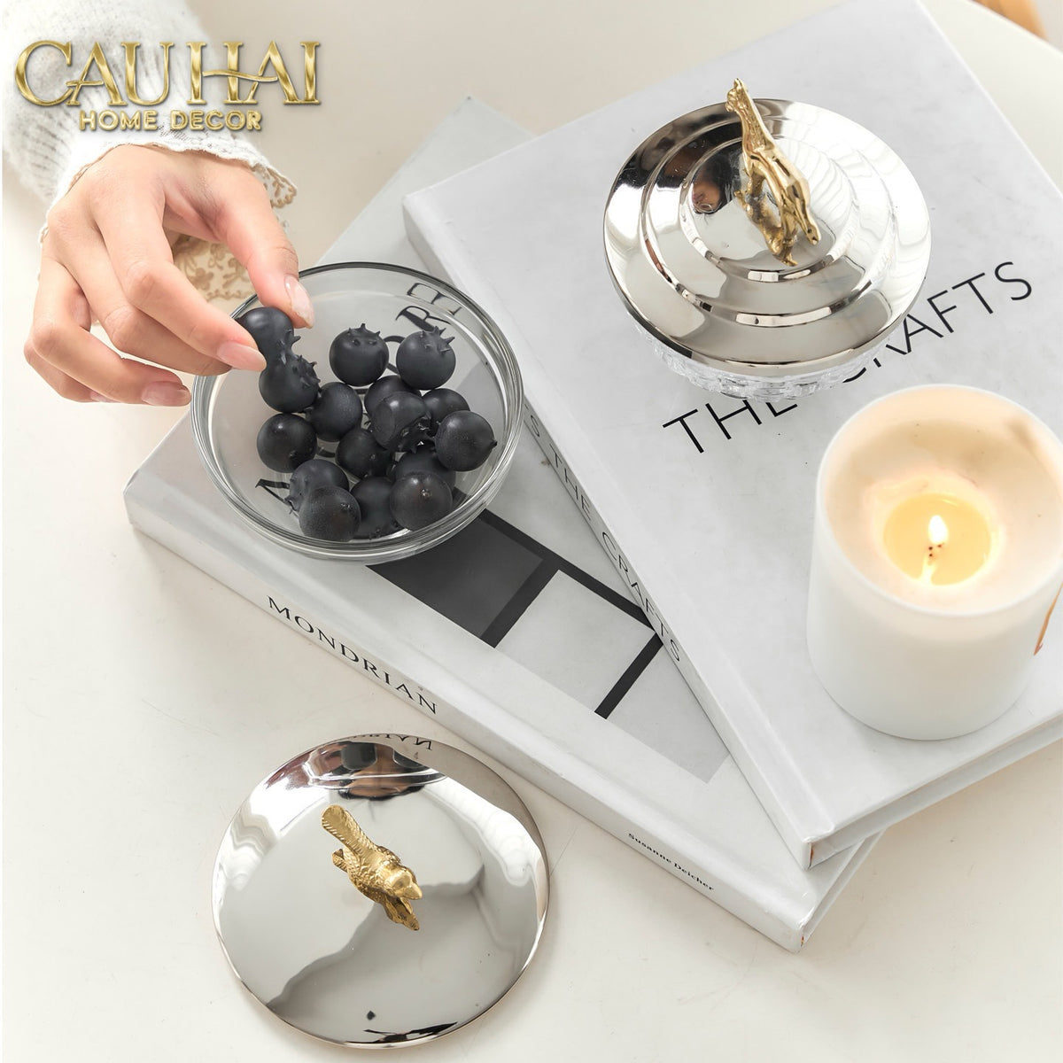 Elysian Couture - Lọ Kẹo Ngựa Đồng Brasson Stallion Ashva Royale Candy Jar Indira Atélier 11.4x12.7-Lọ kẹo Canister Bonbonnière-CẬU HAI HOME DECOR-CẬU HAI HOME DECOR