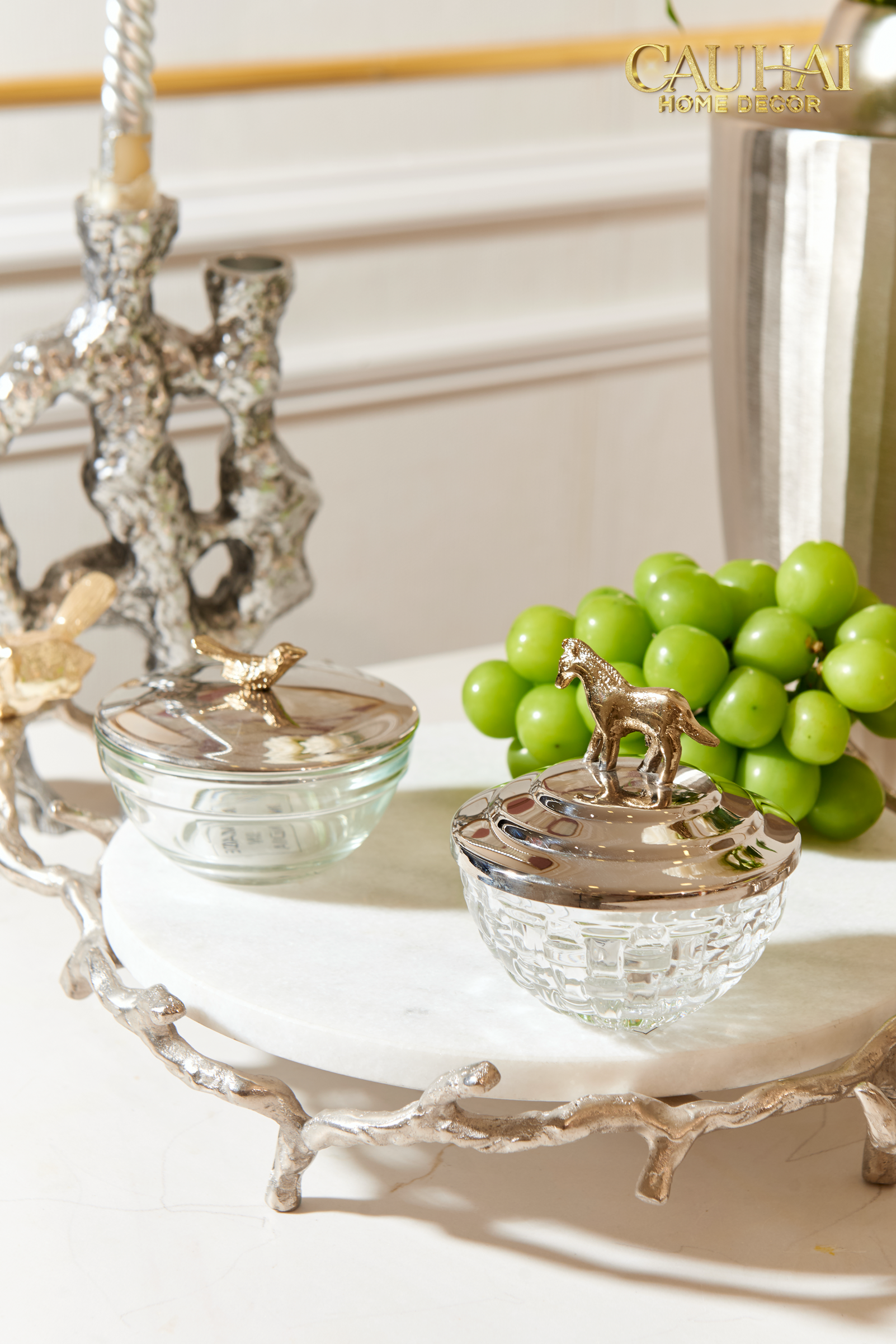 Elysian Couture - Lọ Kẹo Ngựa Đồng Brasson Stallion Ashva Royale Candy Jar Indira Atélier 11.4x12.7-Lọ kẹo Canister Bonbonnière-CẬU HAI HOME DECOR
