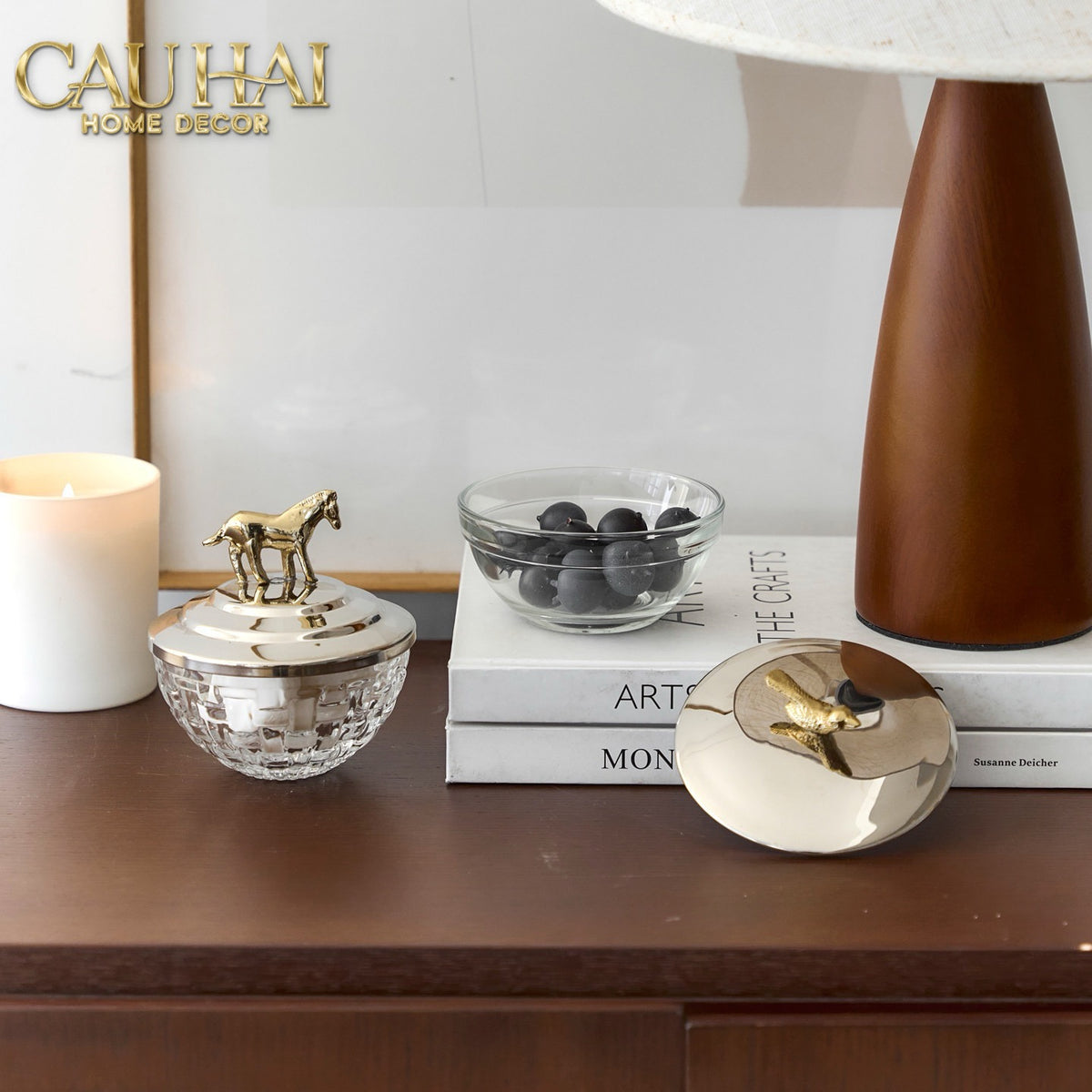 Elysian Couture - Lọ Kẹo Ngựa Đồng Brasson Stallion Ashva Royale Candy Jar Indira Atélier 11.4x12.7-Lọ kẹo Canister Bonbonnière-CẬU HAI HOME DECOR-CẬU HAI HOME DECOR