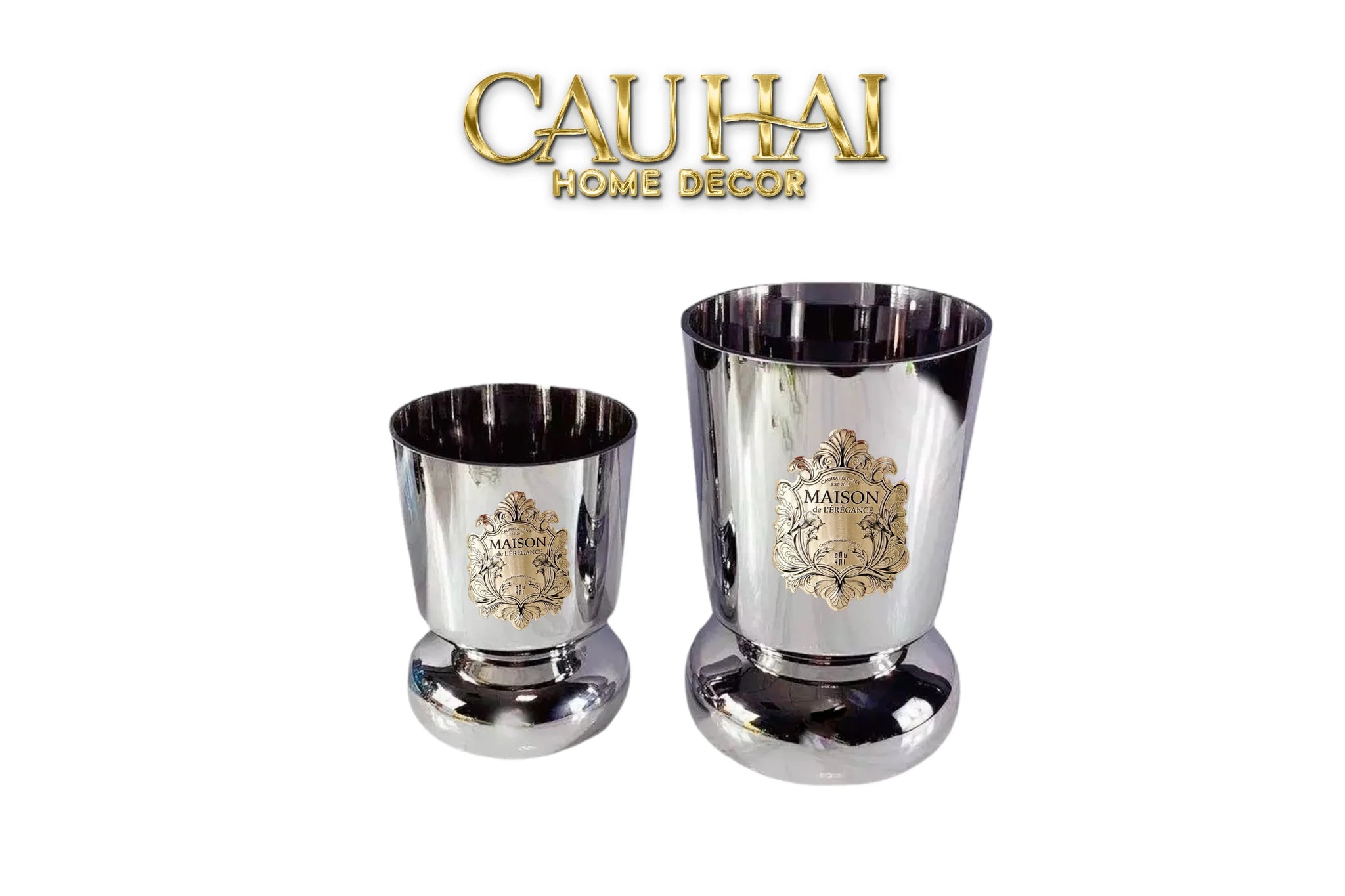 Elysian Couture - Set 2 Bình Hoa Genesis Platinum Maison Vase 13x22/18x30-BÌNH HOA-CẬU HAI HOME DECOR