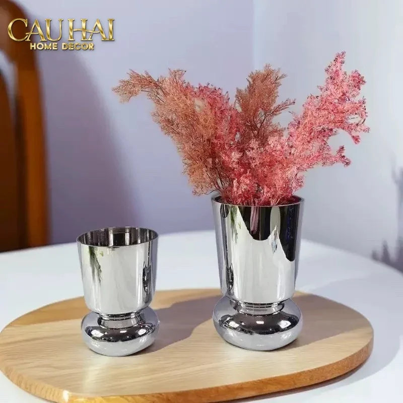 Elysian Couture - Set 2 Bình Hoa Genesis Platinum Maison Vase 13x22/18x30-BÌNH HOA-CẬU HAI HOME DECOR