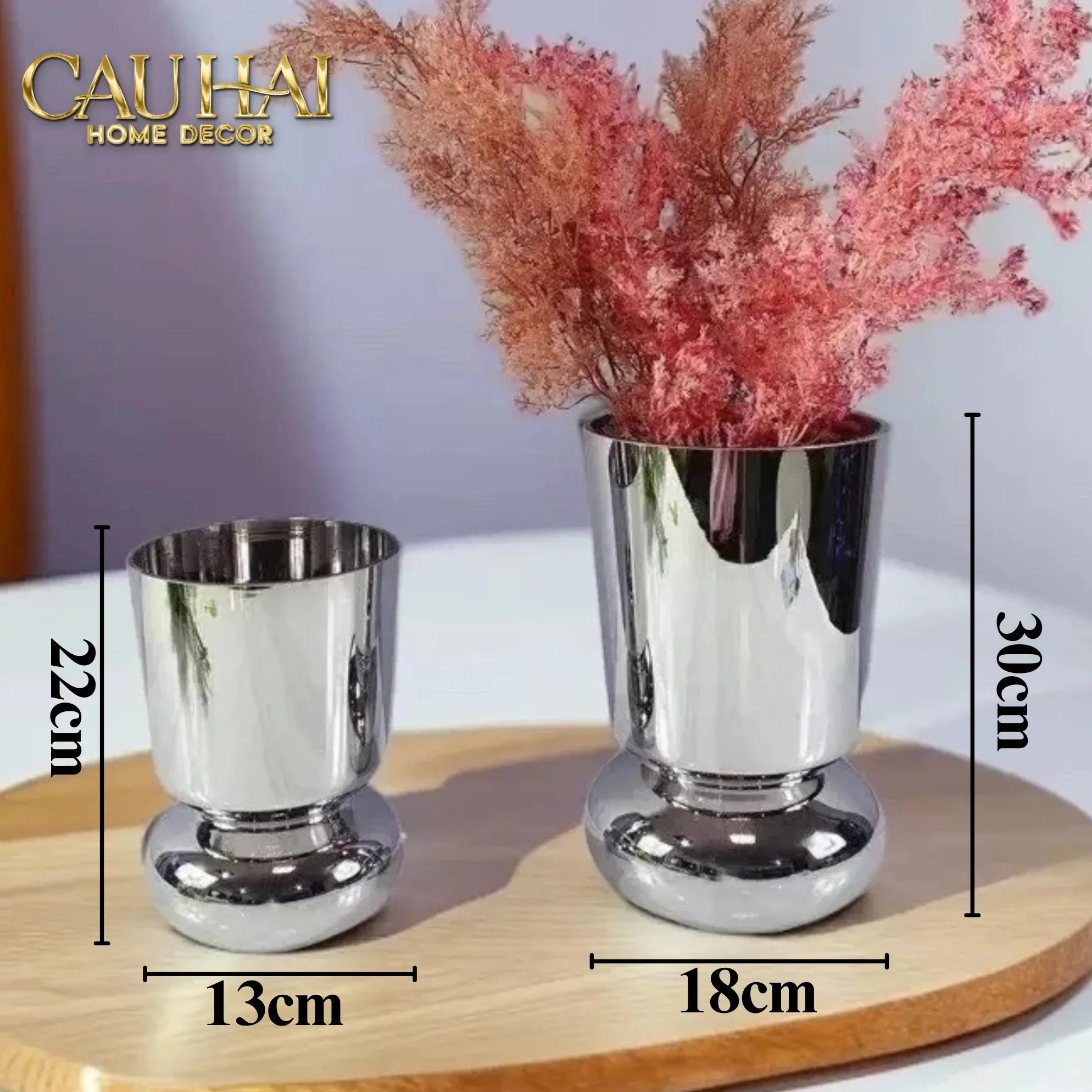 Elysian Couture - Set 2 Bình Hoa Genesis Platinum Maison Vase 13x22/18x30-BÌNH HOA-CẬU HAI HOME DECOR