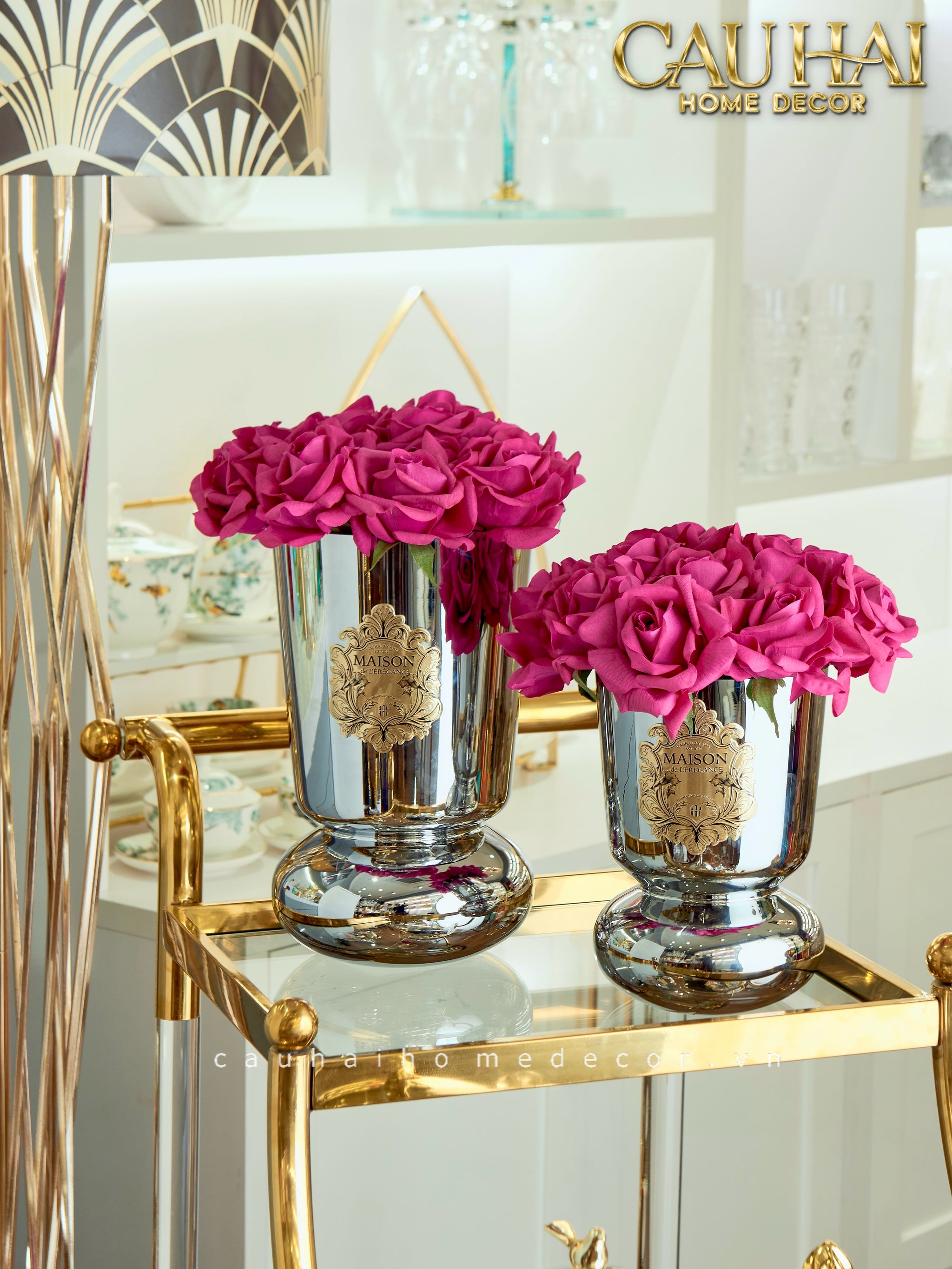 Elysian Couture - Set 2 Bình Hoa Genesis Platinum Maison Vase 13x22/18x30-BÌNH HOA-CẬU HAI HOME DECOR