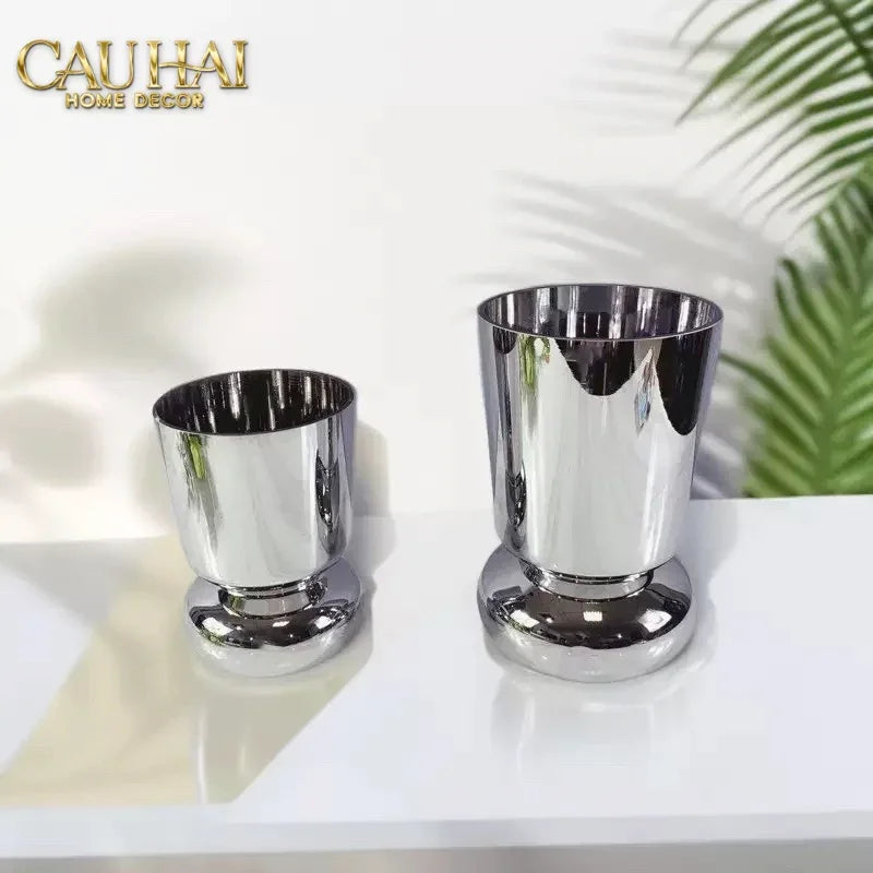 Elysian Couture - Set 2 Bình Hoa Genesis Platinum Maison Vase 13x22/18x30-CẬU HAI HOME DECOR