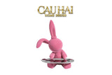 Elysian Couture - Tượng Thỏ Nhung - Figurine Lapin Pink Velour Maison H30-TƯỢNG TRANG TRÍ-CẬU HAI HOME DECOR