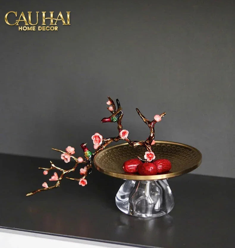 Elysian - Đĩa Trái Cây Khay Tròn Branche De Bonheur Atélier 31x18x19-CẬU HAI HOME DECOR