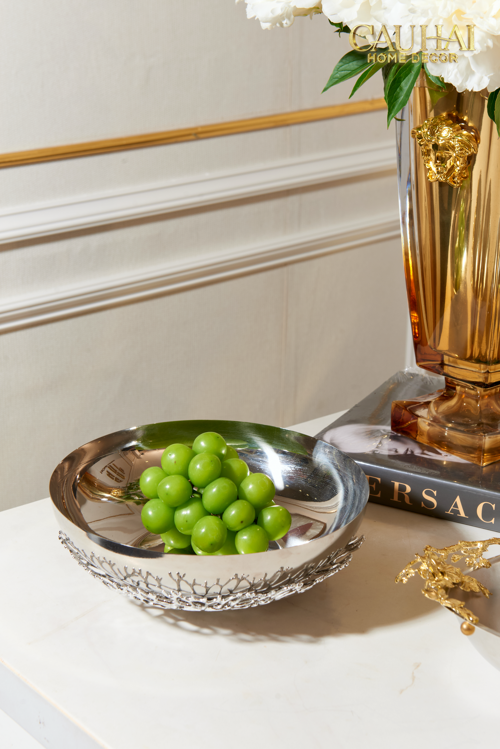 Elysian - Đĩa Trái Cây Platinum Branche Argentée D25-LY THỦY TINH-CẬU HAI HOME DECOR