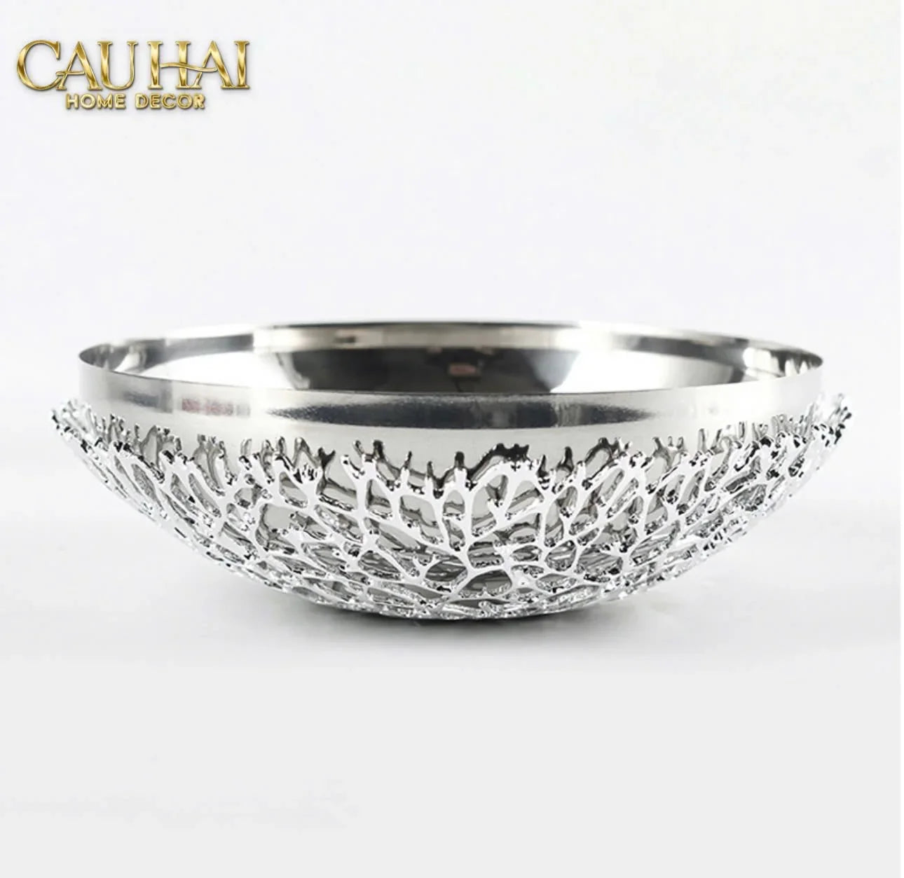 Elysian - Đĩa Trái Cây Platinum Branche Argentée D25-CẬU HAI HOME DECOR