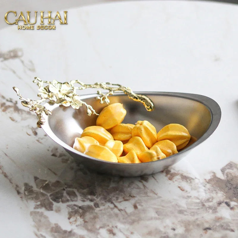 Elysian - Đĩa Trái Cây Trang Trí Platinum Gilded Bloom-LY THỦY TINH-CẬU HAI HOME DECOR