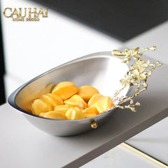 Elysian - Đĩa Trái Cây Trang Trí Platinum Gilded Bloom-LY THỦY TINH-CẬU HAI HOME DECOR