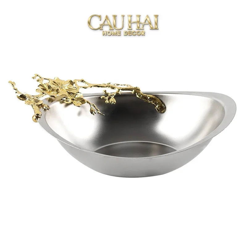 Elysian - Đĩa Trái Cây Trang Trí Platinum Gilded Bloom-LY THỦY TINH-CẬU HAI HOME DECOR