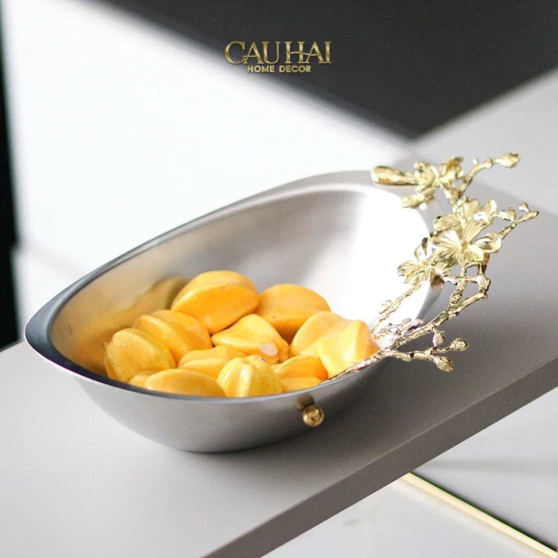 Elysian - Đĩa Trái Cây Trang Trí Platinum Gilded Bloom-LY THỦY TINH-CẬU HAI HOME DECOR