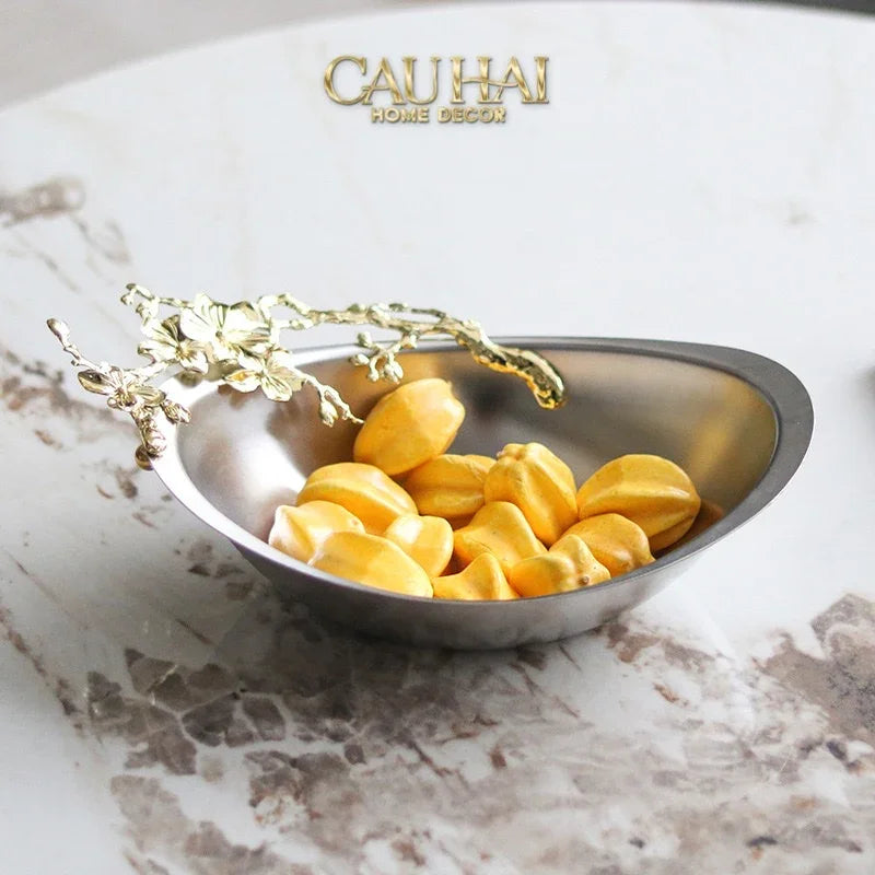 Elysian - Đĩa Trái Cây Trang Trí Platinum Gilded Bloom-LY THỦY TINH-CẬU HAI HOME DECOR