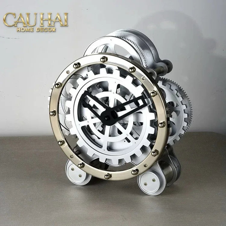 Elysian - Đồng Hồ Cơ Hologram Mécanique Argent Table Clock-ĐỒNG HỒ-CẬU HAI HOME DECOR
