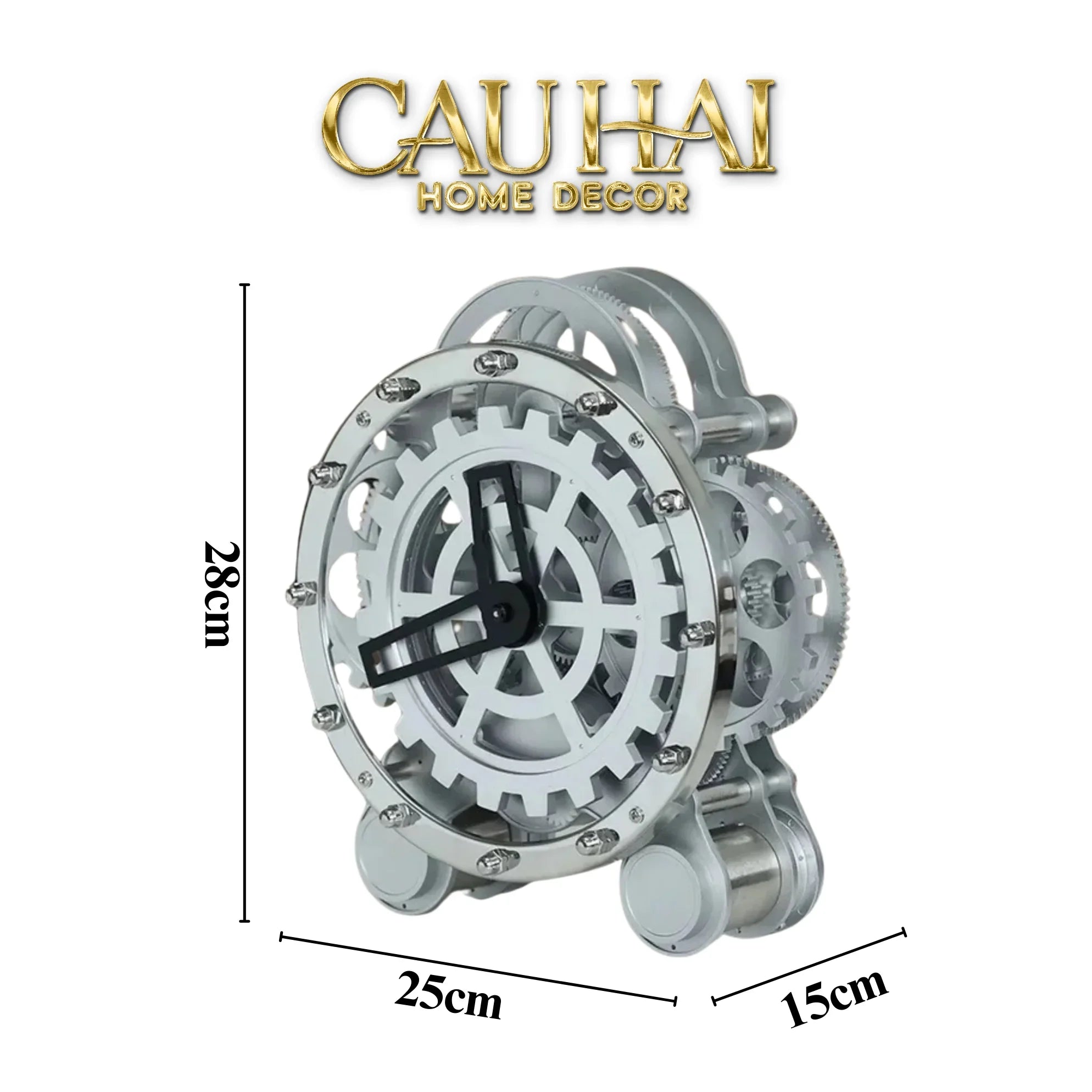Elysian - Đồng Hồ Cơ Hologram Mécanique Argent Table Clock-ĐỒNG HỒ-CẬU HAI HOME DECOR