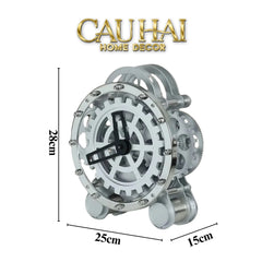 Elysian - Đồng Hồ Cơ Hologram Mécanique Argent Table Clock-ĐỒNG HỒ-CẬU HAI HOME DECOR