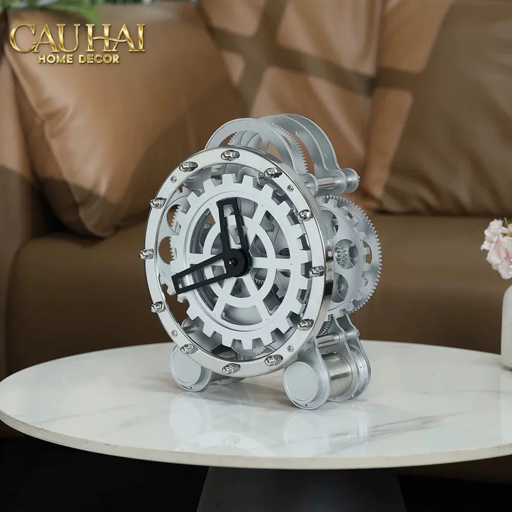 Elysian - Đồng Hồ Cơ Hologram Mécanique Argent Table Clock-ĐỒNG HỒ-CẬU HAI HOME DECOR
